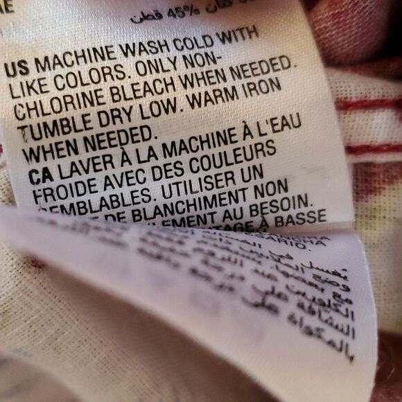 LINEN COTTON HAWAII ALOHA SHIRT MEN'S XXL MAROON WHITE BLUE LONG SLEEVE TROPICAL - Picture 6 of 9